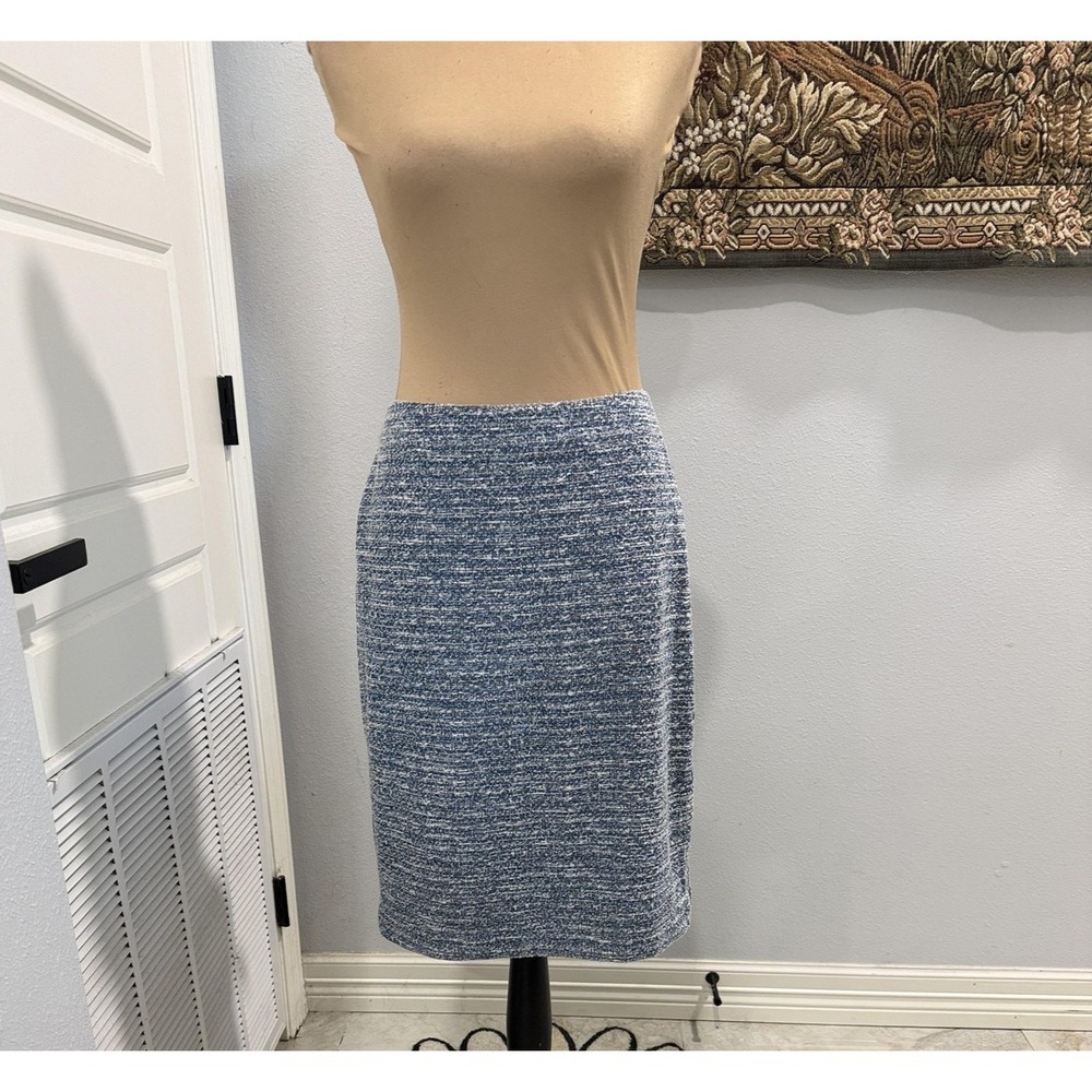 Ann Taylor Factory Skirt Womens Medium Blue Lined‎ Pull On Pencil Knee Length